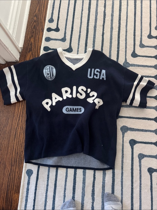 Tops - Navy 'Paris '24' Short-Sleeve Jersey Top - USA Graphic